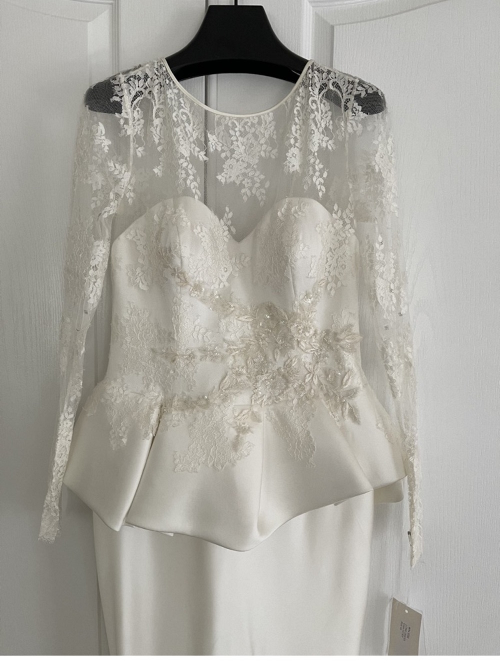 Lace Illusion Peplum Wedding Gown — image 2 of 8